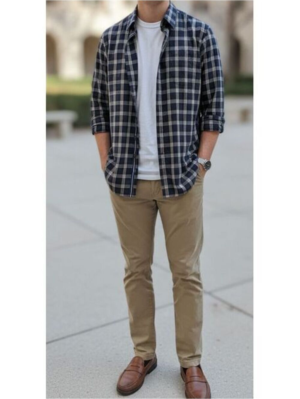 New Without Tags | Banana Republic | Men's | M | Navy Plaid Shirt